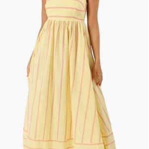 NWOT Striped Yellow and Pink Maxi Dress
